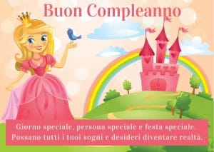 Biglietto auguri compleanno bimba principessa 2 anni